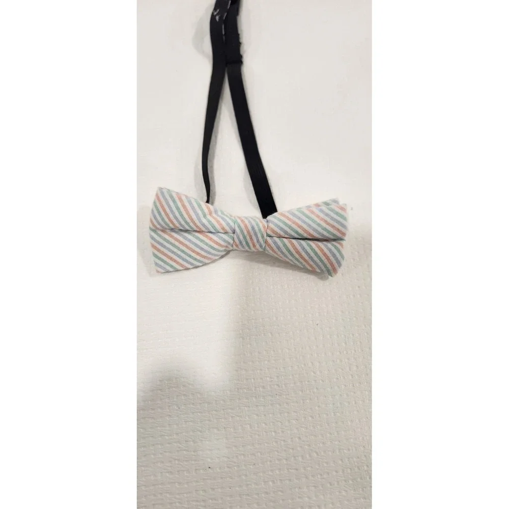 Stylish Boy‎ Bow Tie Blue/Peach/White/Green Stripes Adjustable Easter/Wedding
